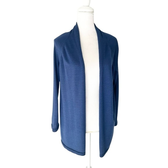 Manrico Cashmere silk blue purple open cardigan sweater large - Picture 4 of 15